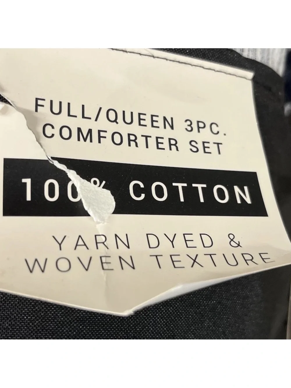 Rachel Zoe Full/Queen Comforter Only Cotton Yarn Dyed Navy Blue No Shams New